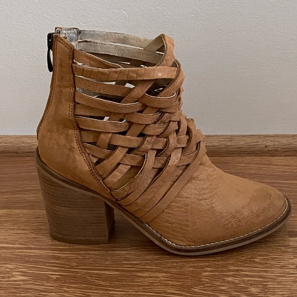 Free People Braided Woven Leather Ankle Boots - Picture 2 of 9